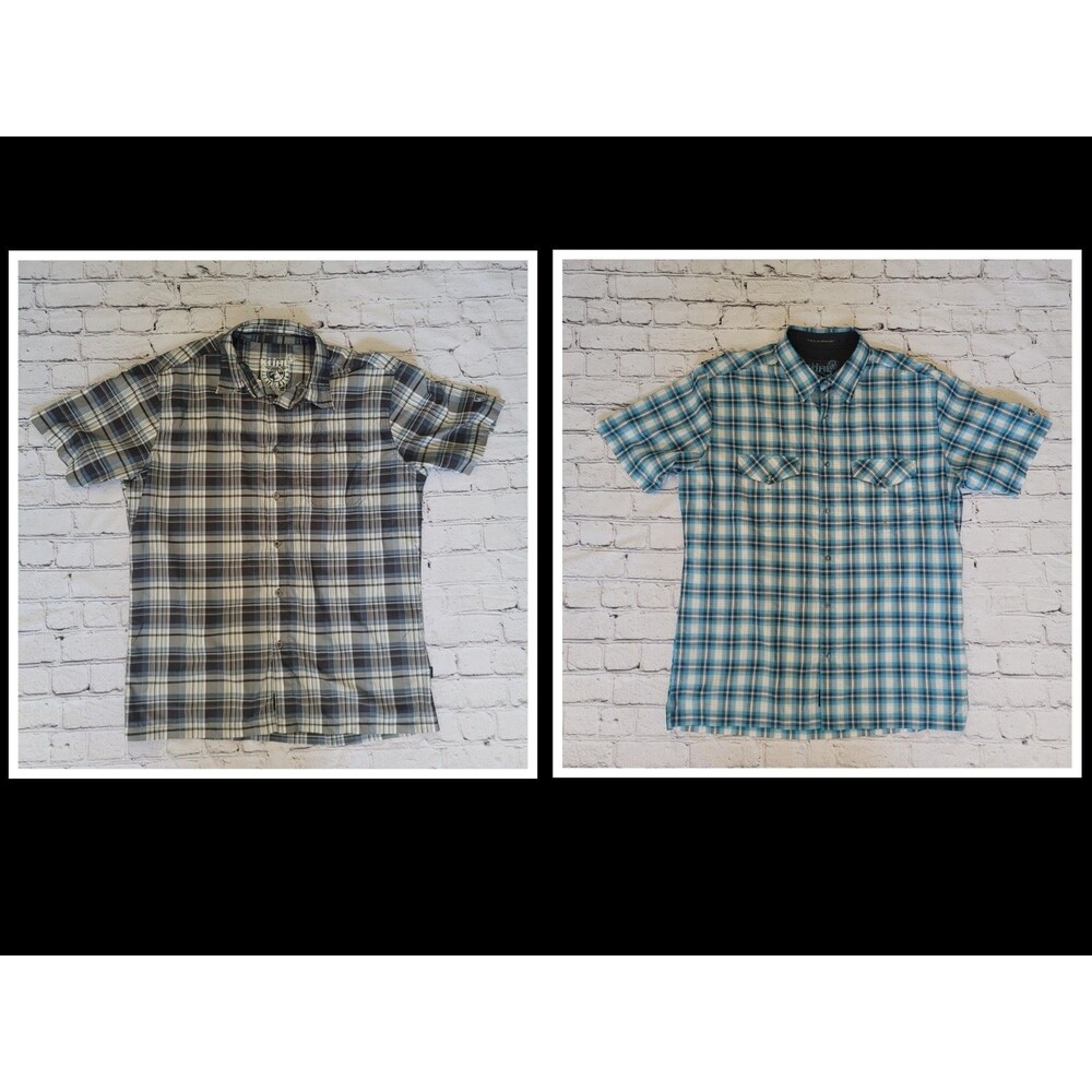 Lot of 2 Kuhl Men's Shirts Plaid Size Large (READ- FLAWS)